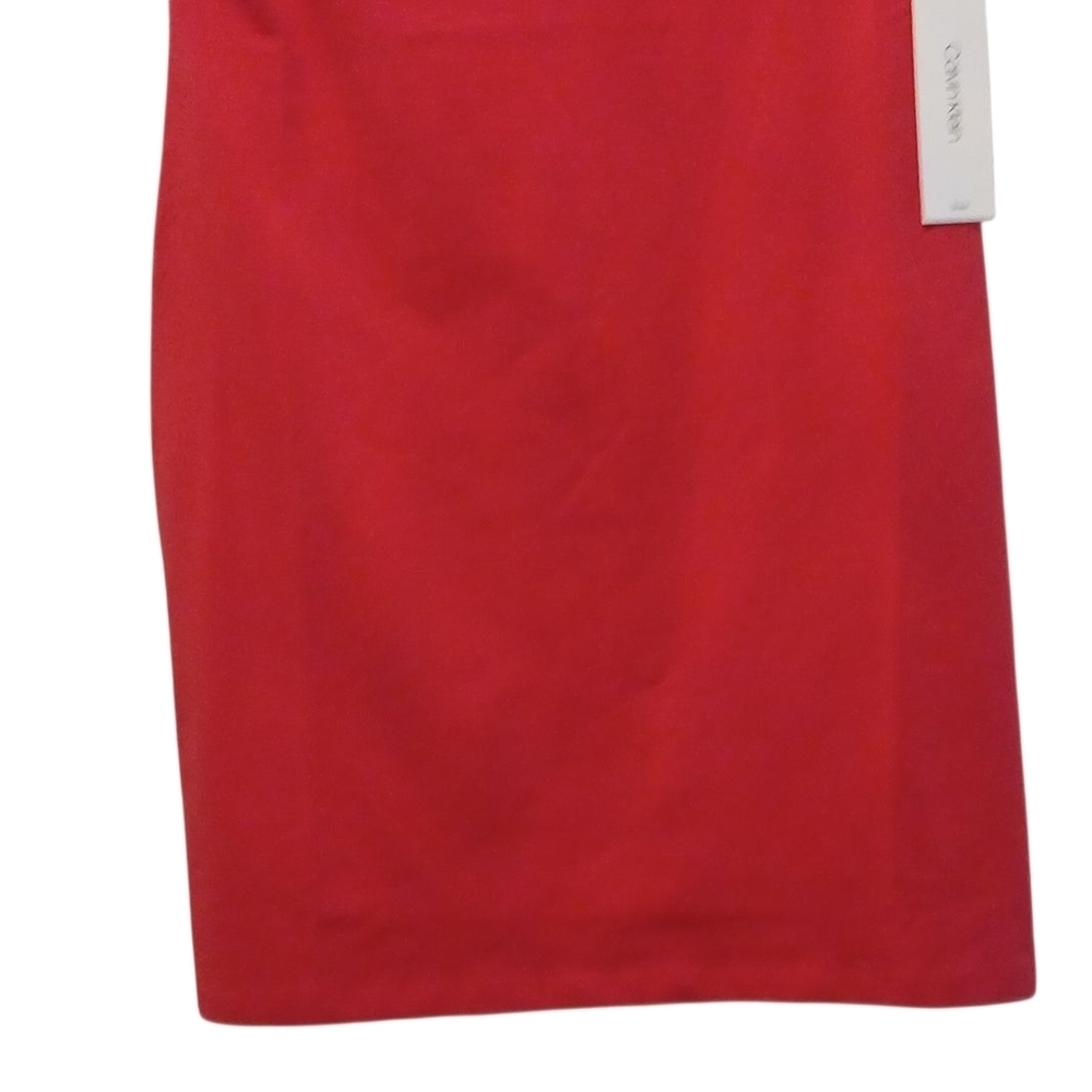 Calvin Klein -NWT Red Mini Dress W/Faux Snake Skin Embellishment On Short Sleeve - Picture 5 of 12